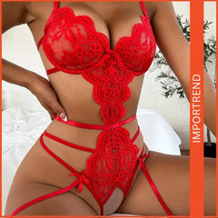 Women's Sexy Floral Lace Crotchless Teddy Bodysuit – Seductive & Elegant Lingerie