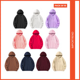 Unisex Solid Hoodies | Spun Fleece 300 GSM | (Pack of 10)