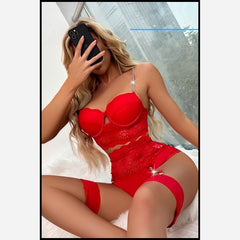 Mesh Lingerie Set - Crop Top & Garter Belt (Small)
