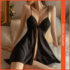 Seductive Backless Lingerie Set – Front Slit Nightwear