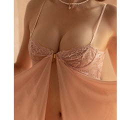 Slit Suspender Nightdress With Steel Support
