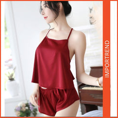 Backless Lace-Up with Suspenders Nightdress