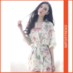 Sexy Sheer Print Nightwear Kimono