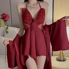 Seductive Nightdress with Underwear & Breast Pad & Robe Set