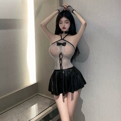 Hollow-Out Uniform Stockings Mesh Lingerie