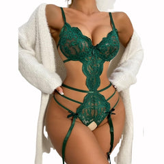 Women's Sexy Floral Lace Crotchless Teddy Bodysuit – Seductive & Elegant Lingerie