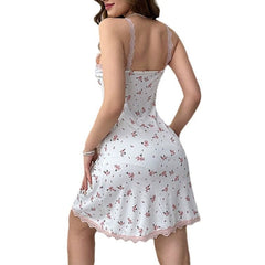 Sexy Suspender Nightdress with Chest Pads – Floral Hip Cute Lingerie
