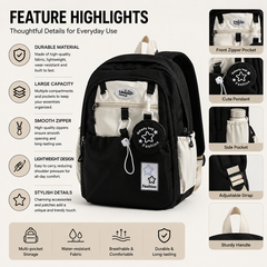 Casual Backpack for Women Nylon School Travel Laptop Bag