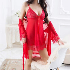 Women's Lace Silk Nightgown Wireless Lingerie
