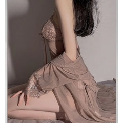 Women's Lace Silk Nightgown Wireless Lingerie