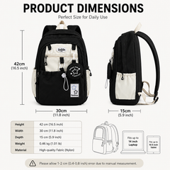 Casual Backpack for Women Nylon School Travel Laptop Bag