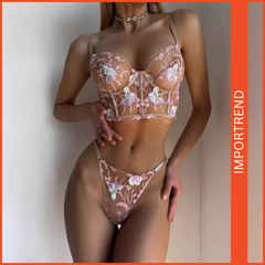 Women's Sexy Perspective Lace Flower Pattern Embroidery Sexy Bra Nightwear