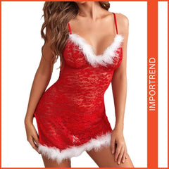 Sexy Lace Slit Slim Nightdress – Elegant & Seductive Lingerie Dress