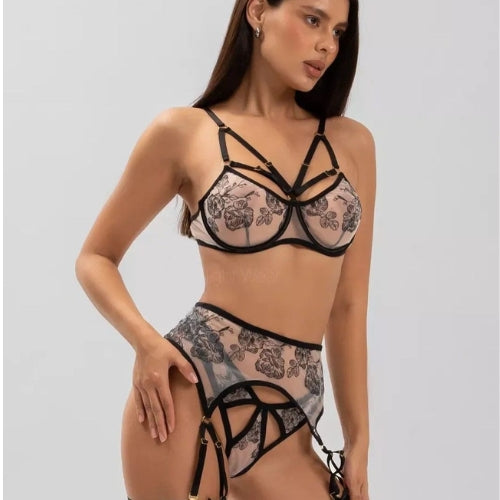 Straps Splicing Lace Embroidery Waist Seal Lingerie