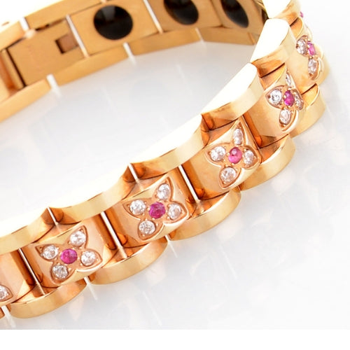 Titanium Steel Diamond Magnet Couple Bracelet