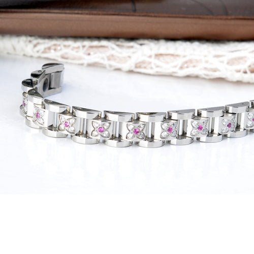 Titanium Steel Diamond Magnet Couple Bracelet