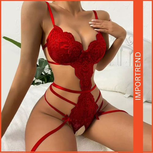Women's Sexy Floral Lace Crotchless Teddy Bodysuit – Seductive & Elegant Lingerie