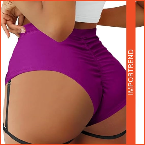 Women's High-Waisted Yoga Shorts with Garters