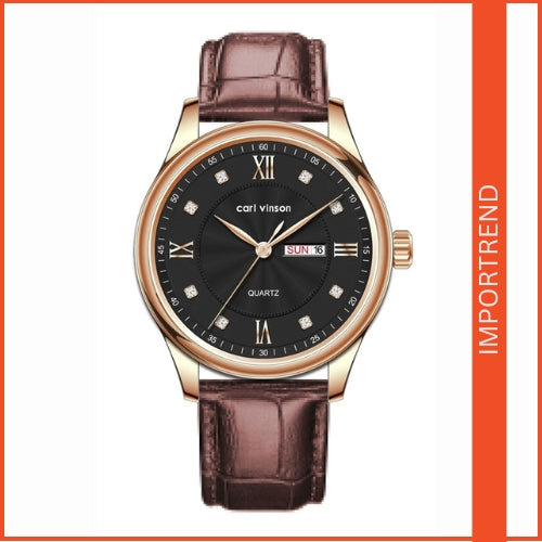 Double Calendar Waterproof Watch with Leather Belt
