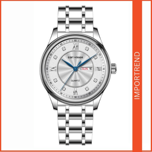 Diamond-Studded Double Calendar Men's Watch