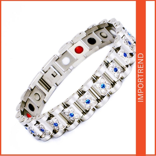 Titanium Steel Diamond Magnet Couple Bracelet