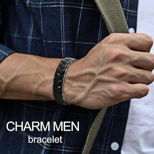 Black Stainless Steel Energy Bracelet for Mens's