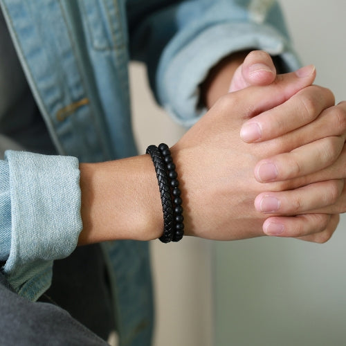 Magnetic Hematite and Leather Bracelet
