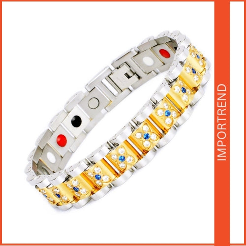 Titanium Steel Diamond Magnet Couple Bracelet