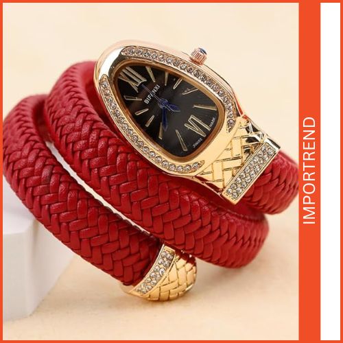 Women's Leather Strap Snake Watch