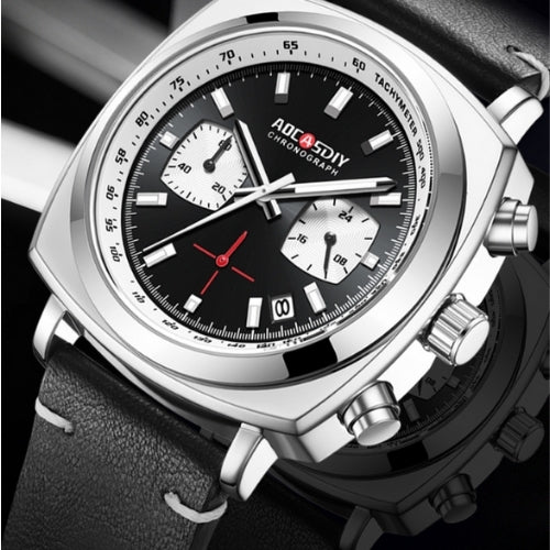 Men's Sports Quartz Watch with Leather Strap