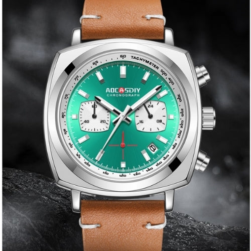 Men's Sports Quartz Watch with Leather Strap