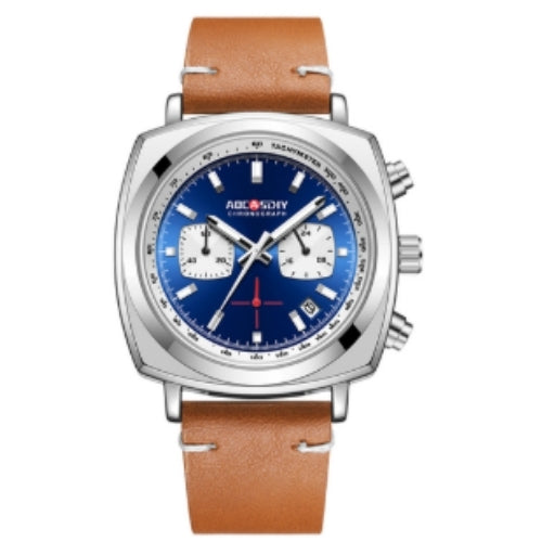 Men's Sports Quartz Watch with Leather Strap