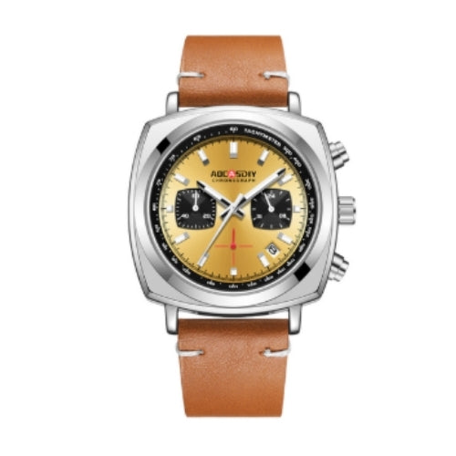 Men's Sports Quartz Watch with Leather Strap