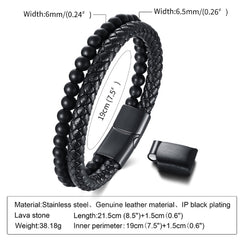 Magnetic Hematite and Leather Bracelet
