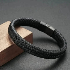 Men's Leather Magnetic Buckle Bracelet
