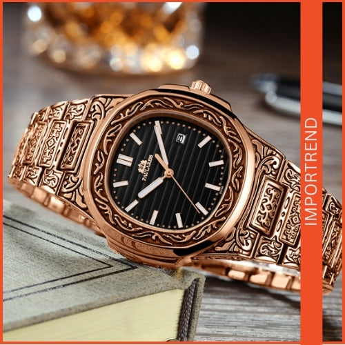 Carved Men's Quartz Watch | Stylish & Reliable