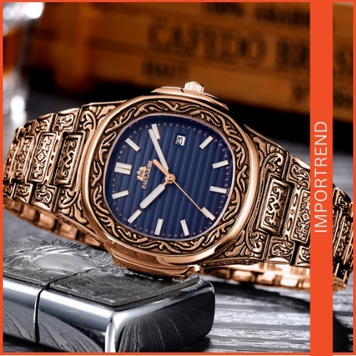 Carved Men's Quartz Watch | Stylish & Reliable