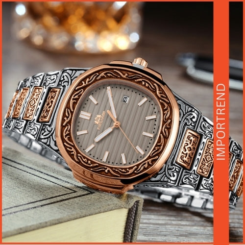 Carved Men's Quartz Watch | Stylish & Reliable