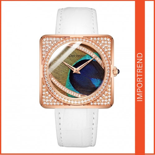Diamond Women's Watch Belt, Square Quartz Watch