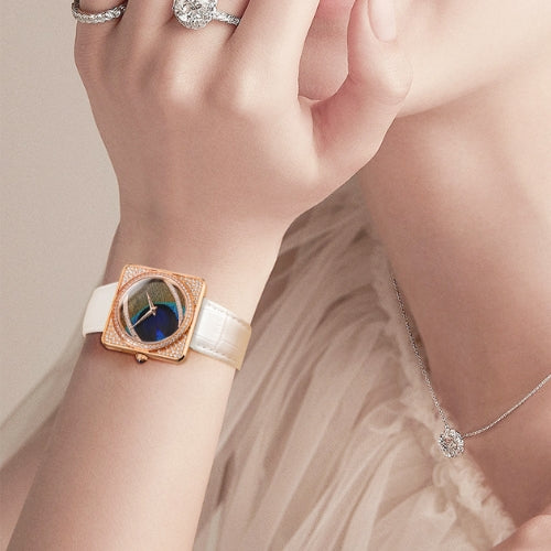 Diamond Women's Watch Belt, Square Quartz Watch