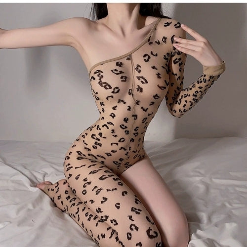 Leopard Print Suspender-Style Fit Lingerie Set