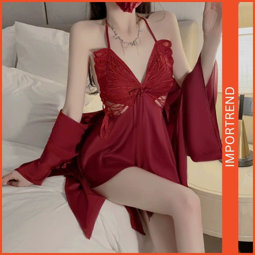 Seductive Nightdress with Underwear & Breast Pad & Robe Set