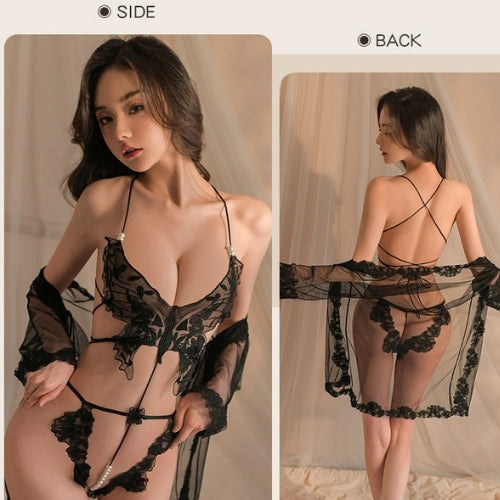 Lace Bow Nightwear Lingerie Set