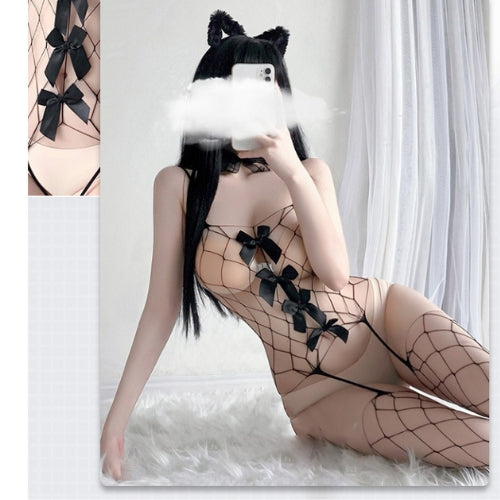 Black Bowknot Fishnet Stockings