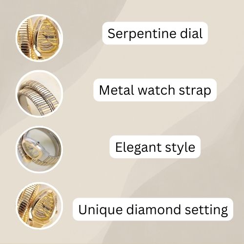 Women's Snake-Shaped Bracelet Watch