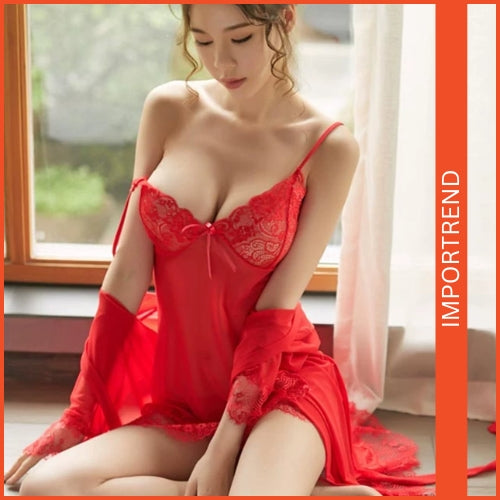 Women's Lace Silk Nightgown Wireless Lingerie