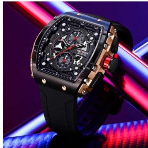 Men's Waterproof, Chronograph, Luminous, Silicone Strap Watch