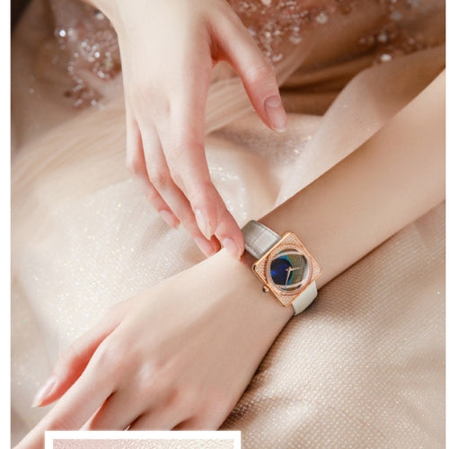Diamond Women's Watch Belt, Square Quartz Watch