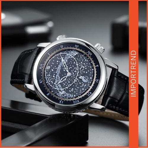 Genuine Leather Rotating Starry Men's Watch