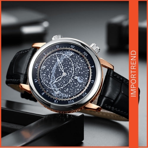 Genuine Leather Rotating Starry Men's Watch